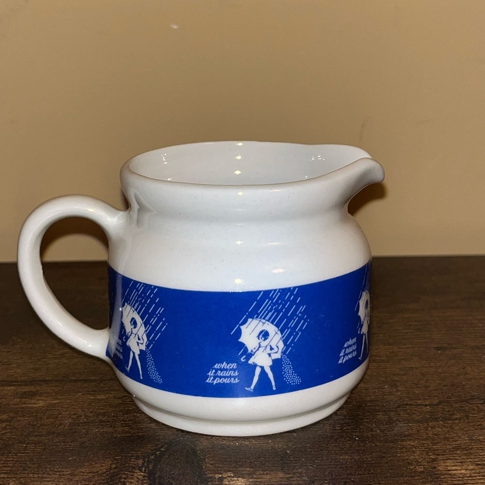 Vintage Iconic Morton Salt Creamer Featuring Girl with Umbrella